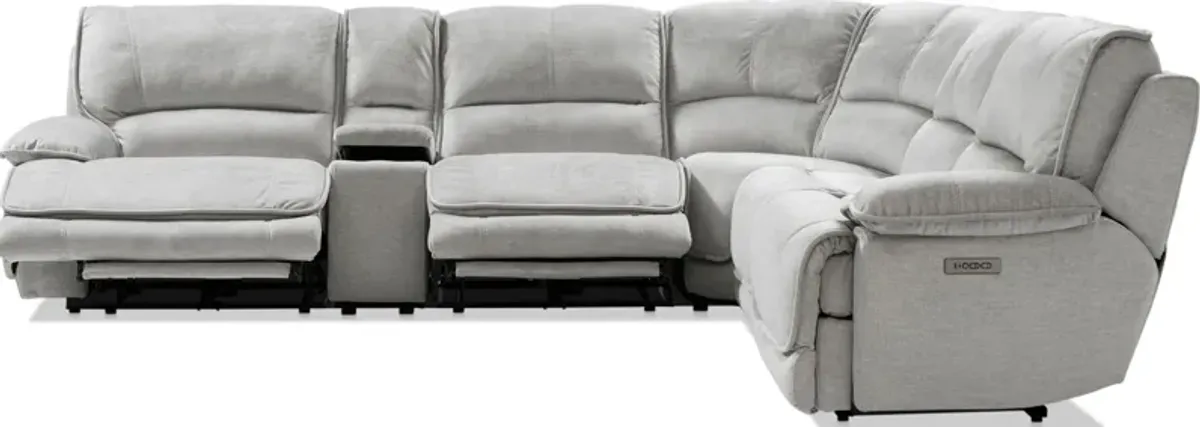 Olsen Dual-Power 6-Piece Reclining Sectional with Console - Silver