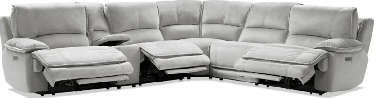 Olsen Dual-Power 6-Piece Reclining Sectional with Console - Silver