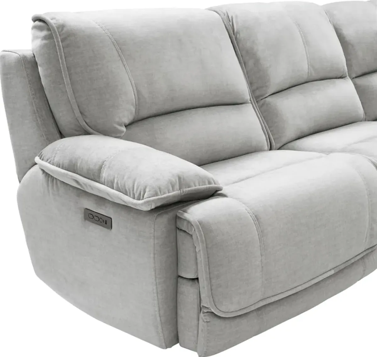 Olsen Dual-Power 6-Piece Reclining Sectional with Console - Silver