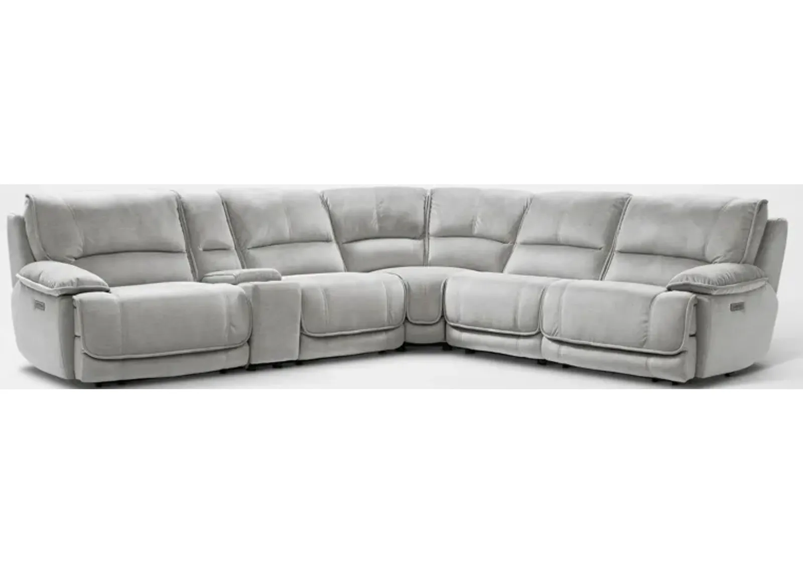 Olsen Dual-Power 6-Piece Reclining Sectional with Console - Silver