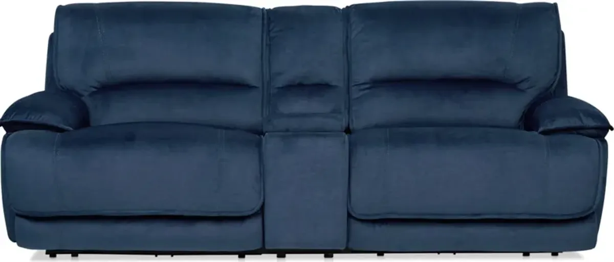 Olsen Dual-Power Reclining Loveseat with Console - Indigo