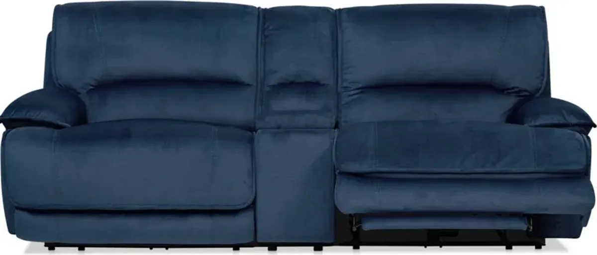 Olsen Dual-Power Reclining Loveseat with Console - Indigo