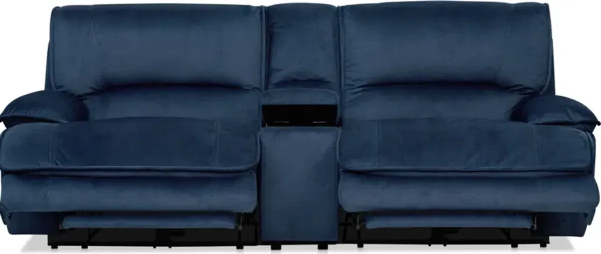 Olsen Dual-Power Reclining Loveseat with Console - Indigo