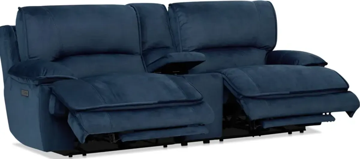 Olsen Dual-Power Reclining Loveseat with Console - Indigo