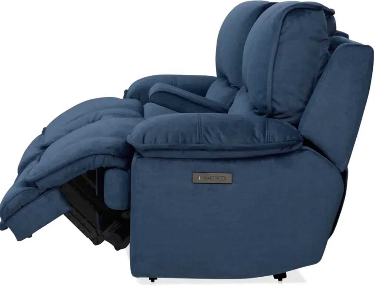 Olsen Dual-Power Reclining Loveseat with Console - Indigo