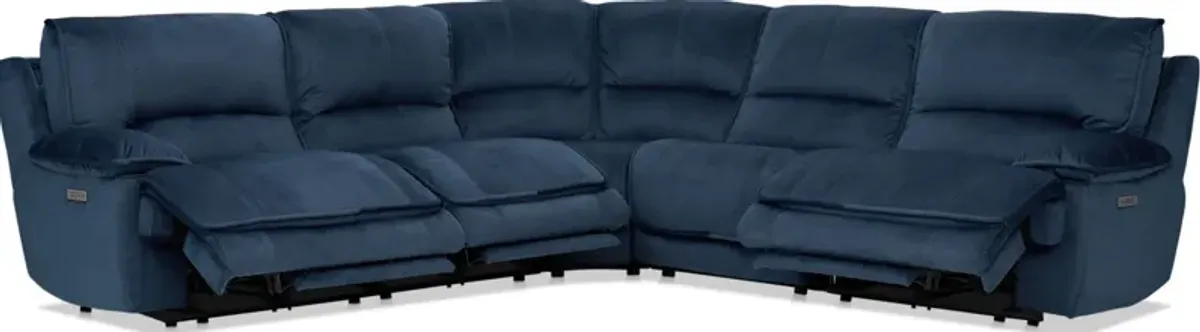 Olsen Dual-Power 5-Piece Reclining Sectional - Indigo