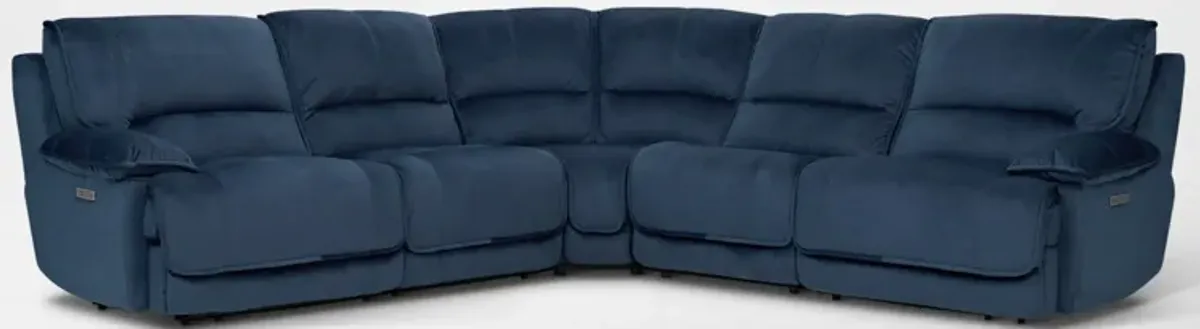 Olsen Dual-Power 5-Piece Reclining Sectional - Indigo