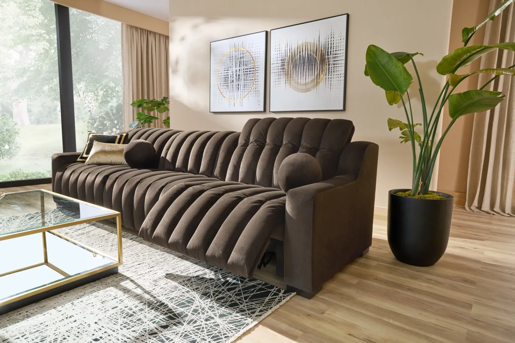 cocoコーディロイソファ Coco 3-Piece Dual-Power Sofa | Furniture.com