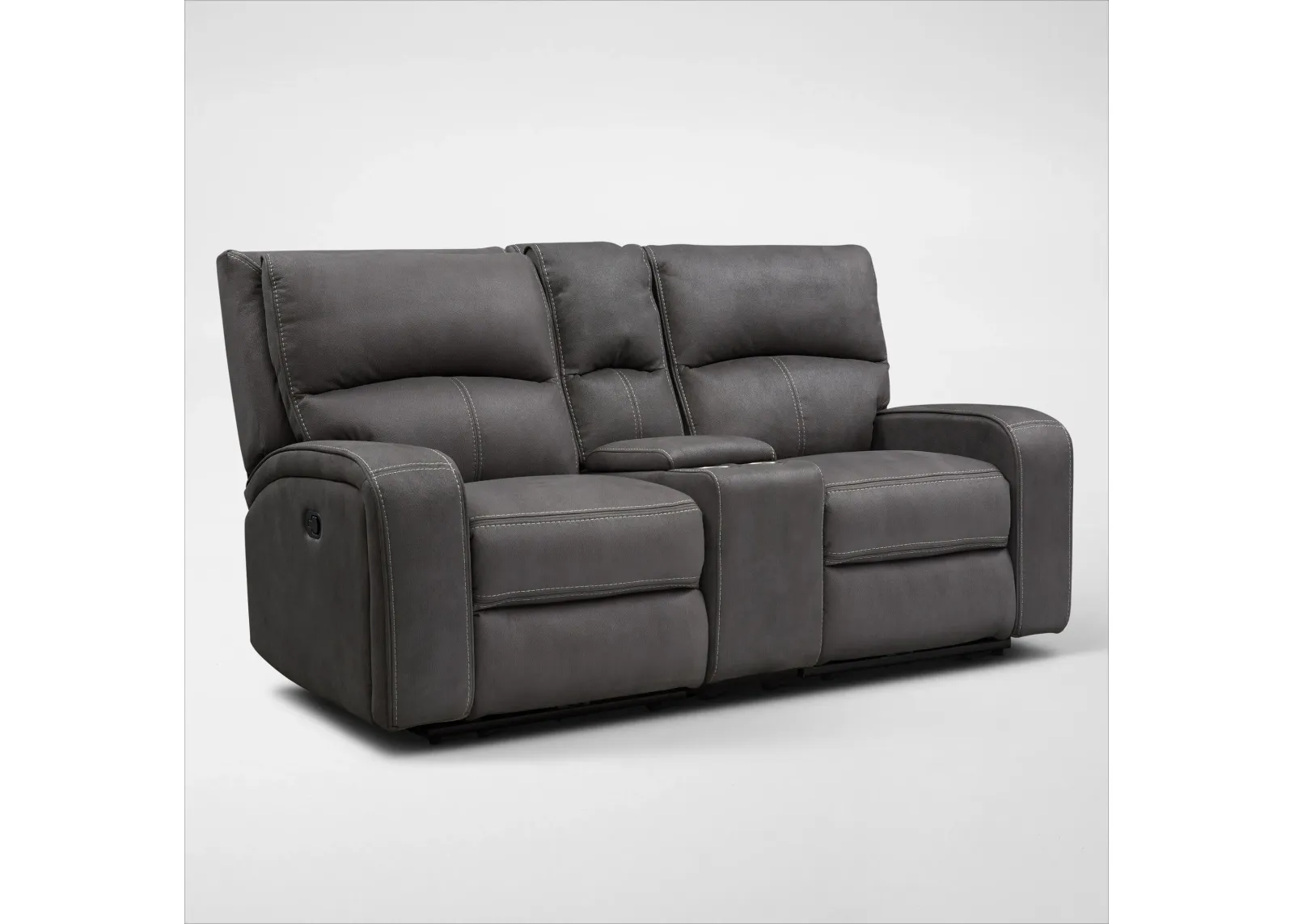 Burke Manual Reclining Loveseat with Console - Charcoal