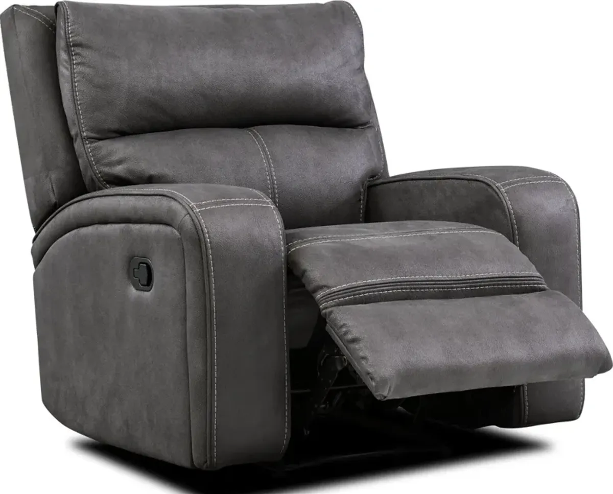 Burke Manual Reclining Sofa and Recliner Set - Charcoal