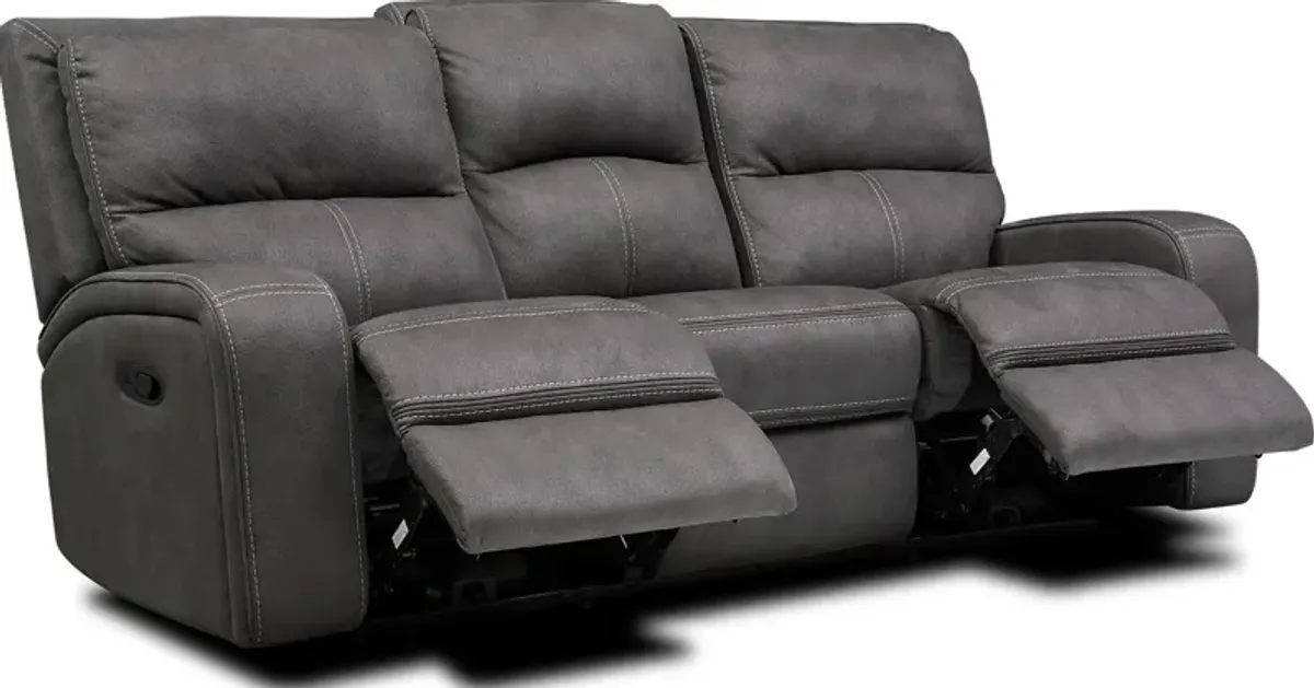 Burke Manual Reclining Sofa and Recliner Set - Charcoal