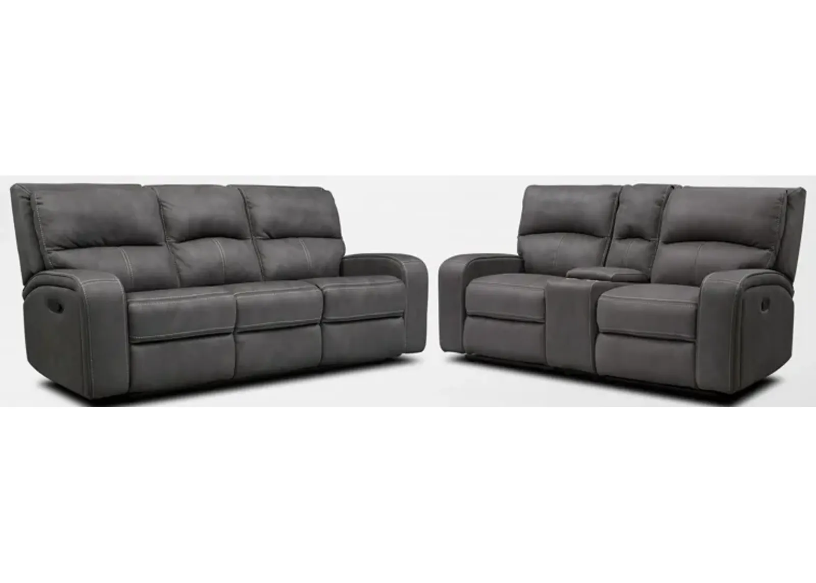 Burke Manual Reclining Sofa and Loveseat - Charcoal