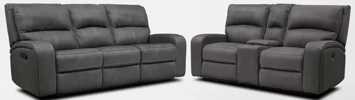 Burke Manual Reclining Sofa and Loveseat - Charcoal