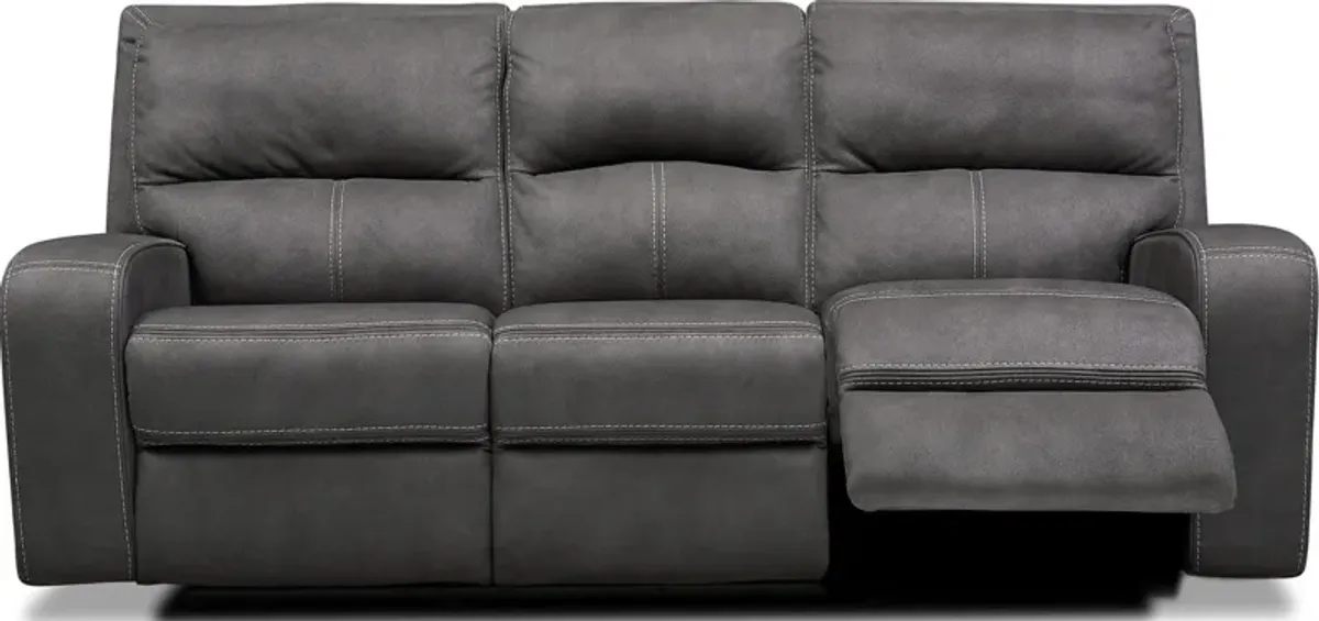 Burke Manual Reclining Sofa, Loveseat with Console and Recliner  - Charcoal