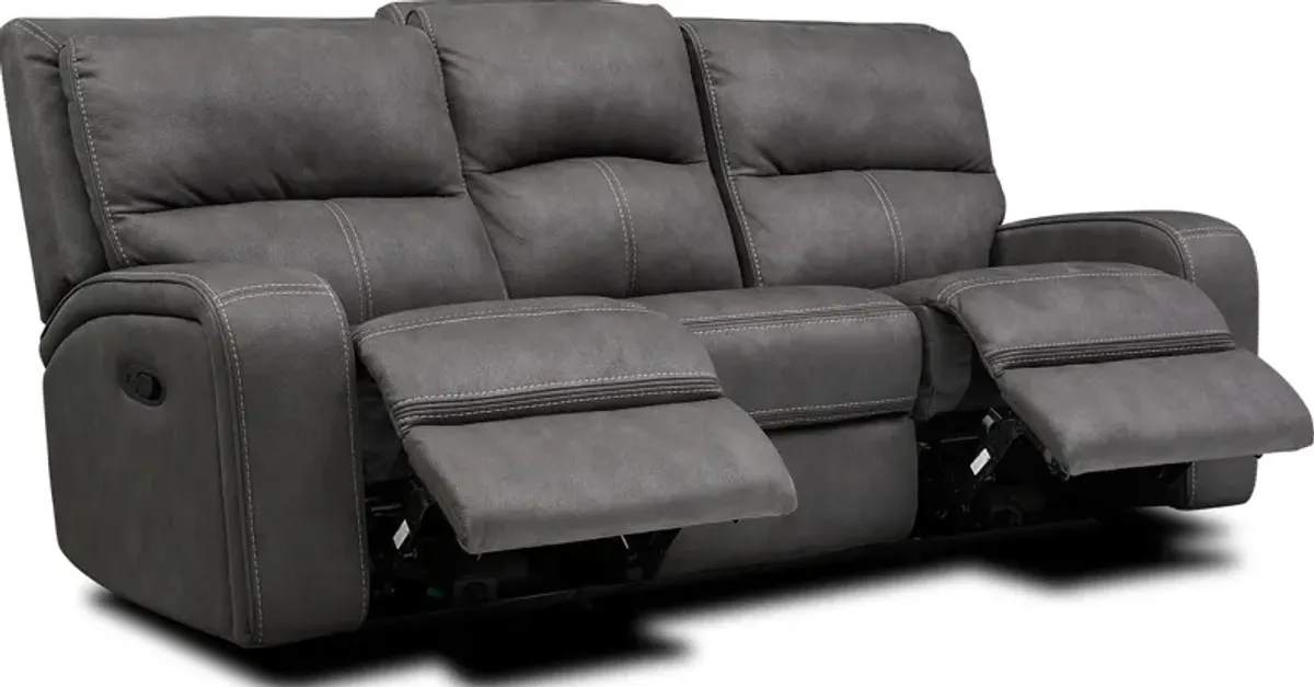 Burke Manual Reclining Sofa, Loveseat with Console and Recliner  - Charcoal