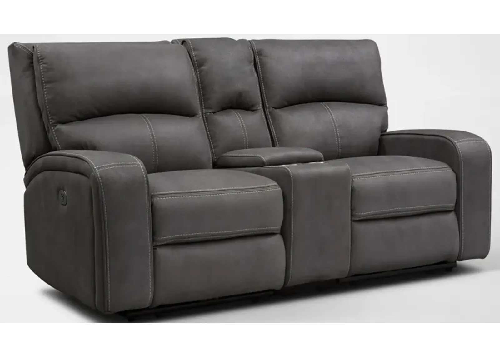 Burke Dual-Power Reclining Loveseat with Console - Charcoal