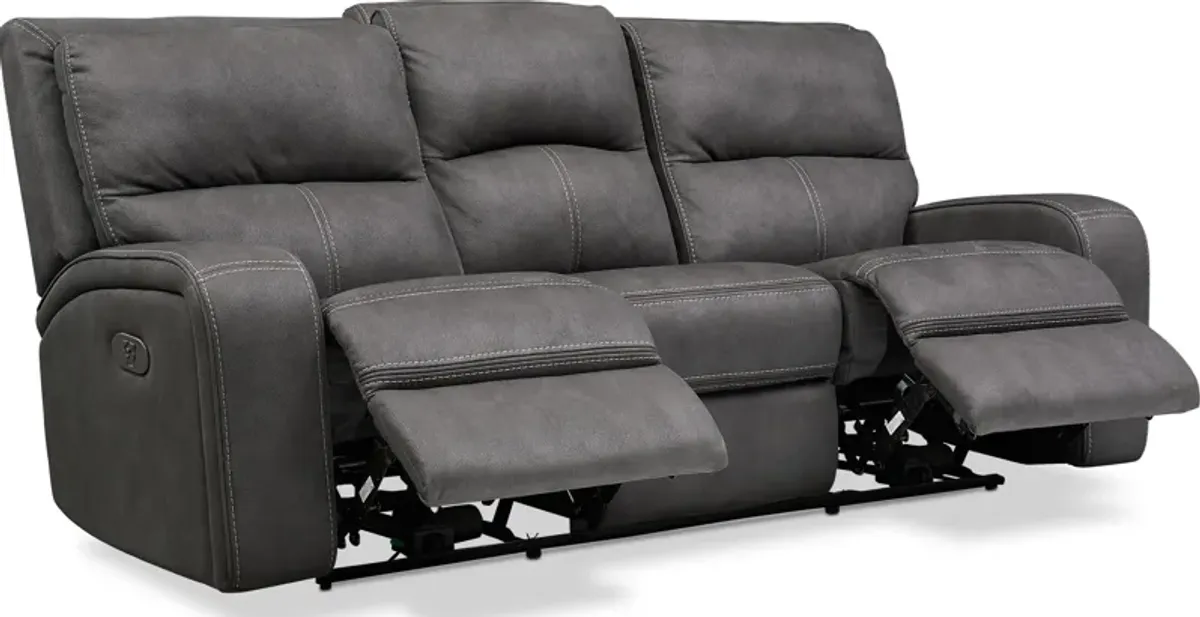 Burke Dual-Power Reclining Sofa, Loveseat with Console and Recliner - Charcoal