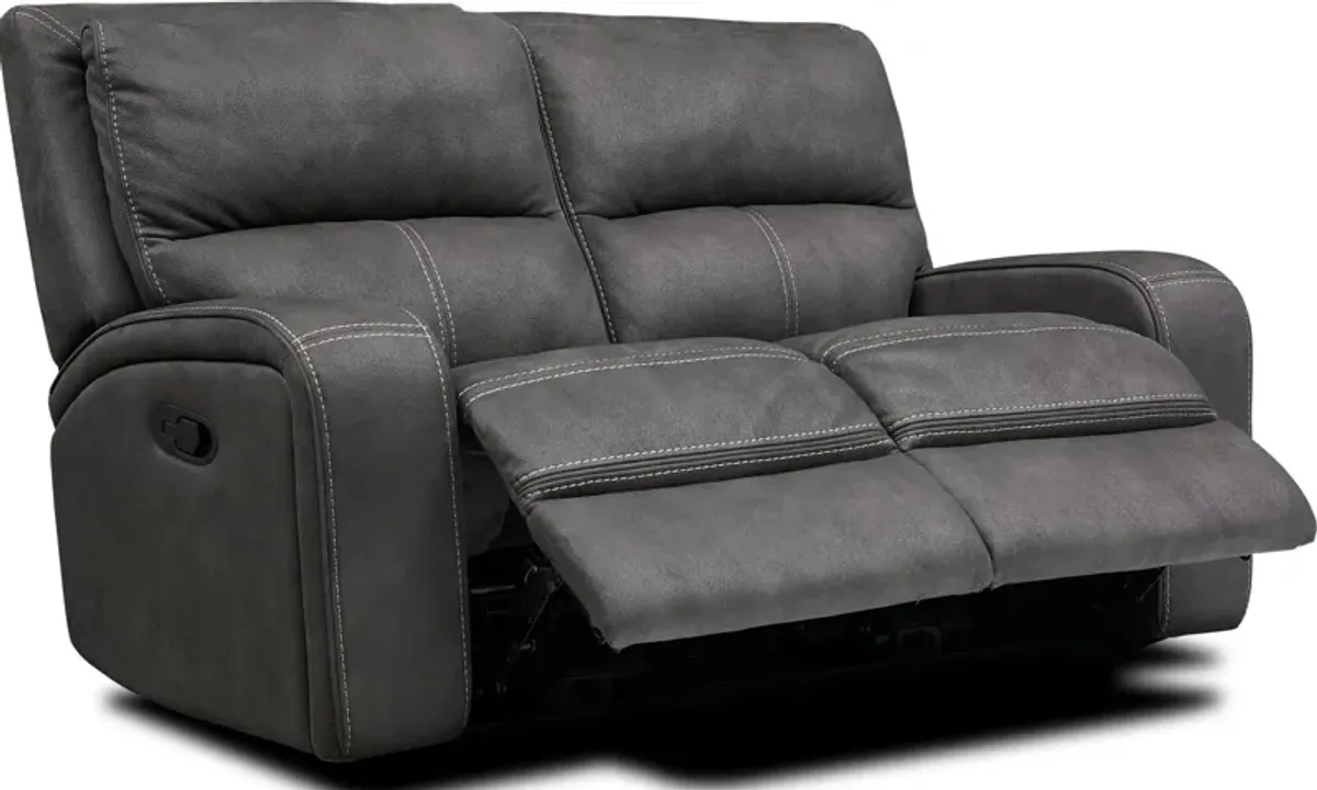 Burke Manual Reclining Loveseat - Charcoal