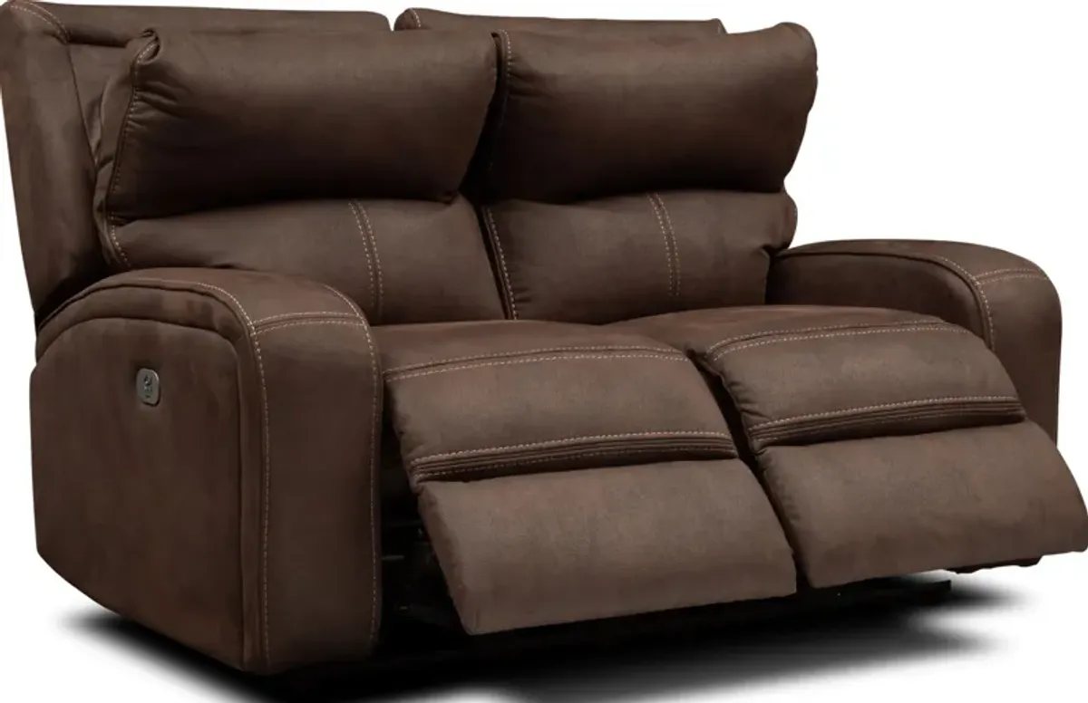 Burke Dual-Power Reclining Loveseat - Brown