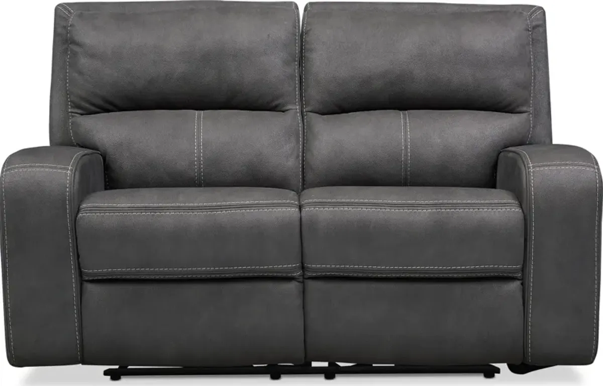 Burke Dual-Power Reclining Loveseat - Charcoal