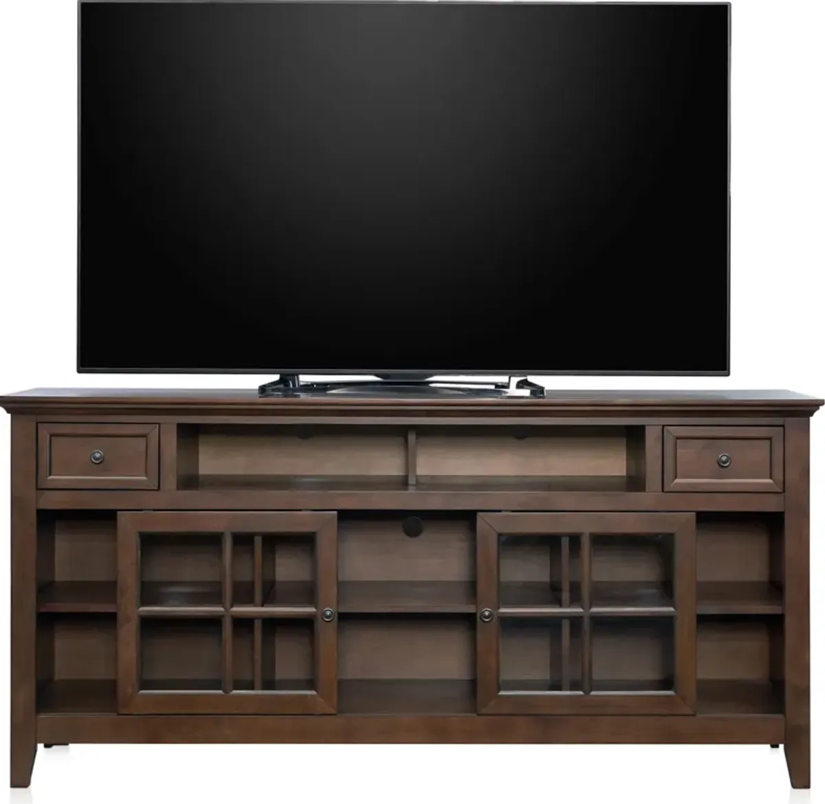 Lincoln 74” TV Stand with USB Charging - Hickory