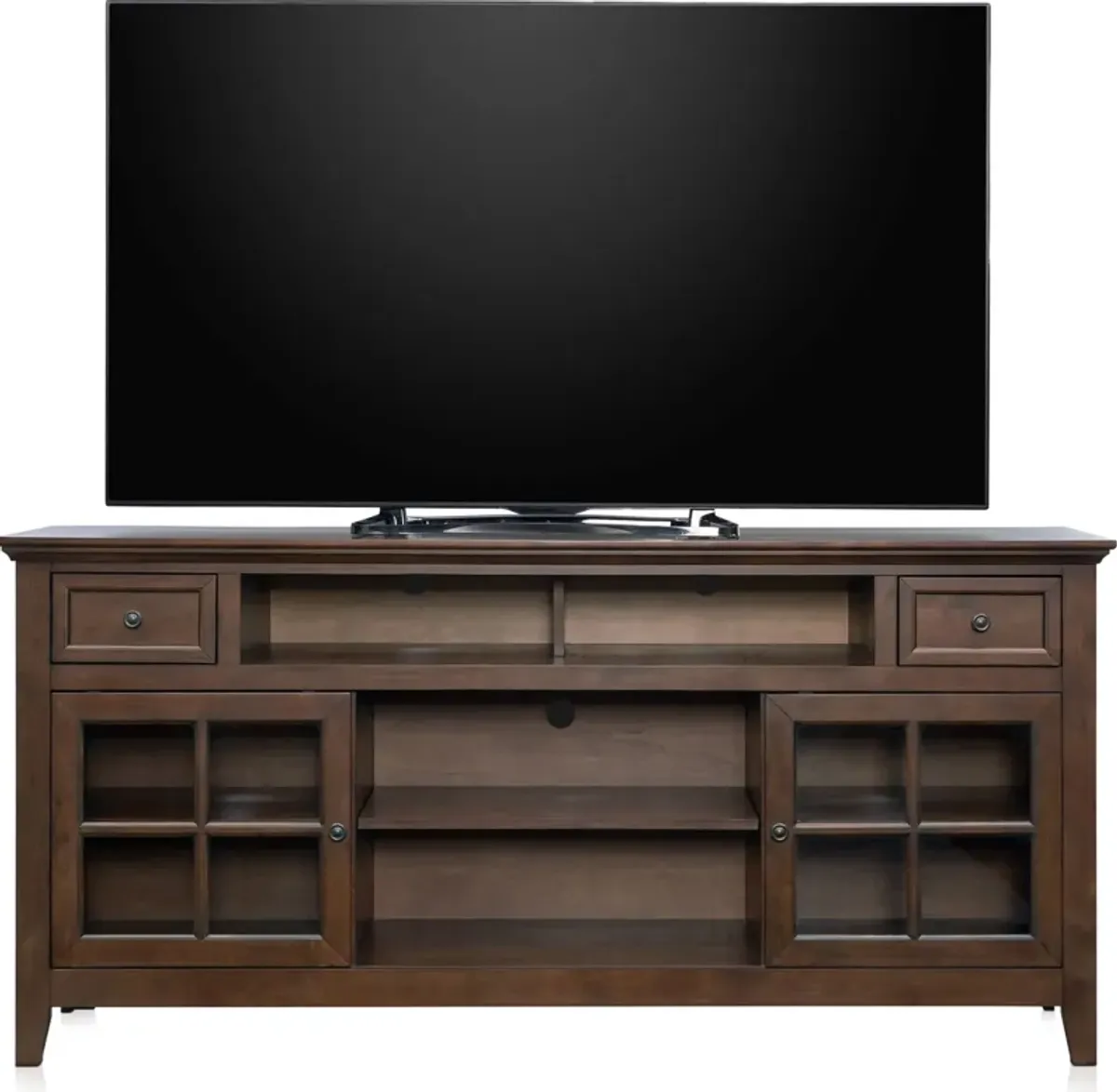 Lincoln 74” TV Stand with USB Charging - Hickory