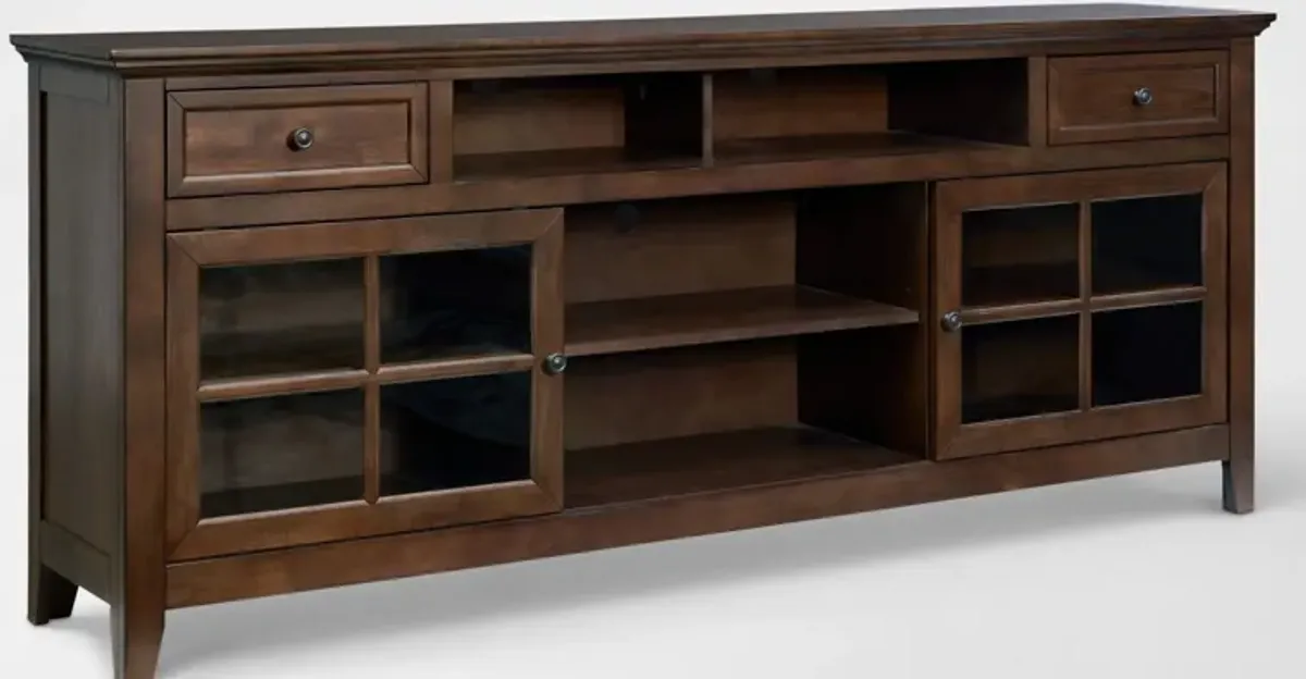Lincoln 84” TV Stand with USB Charging - Hickory