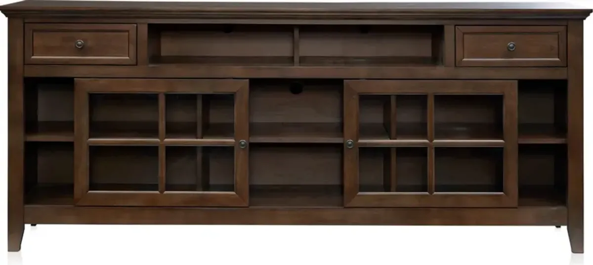 Lincoln 84” TV Stand with USB Charging - Hickory