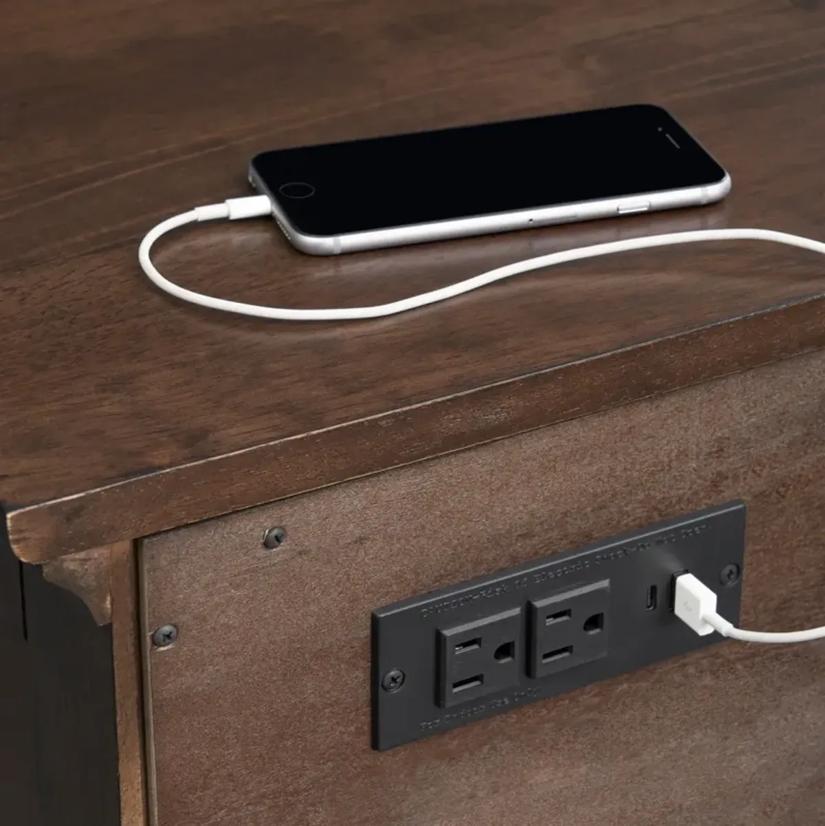 Lincoln 84” TV Stand with USB Charging - Hickory