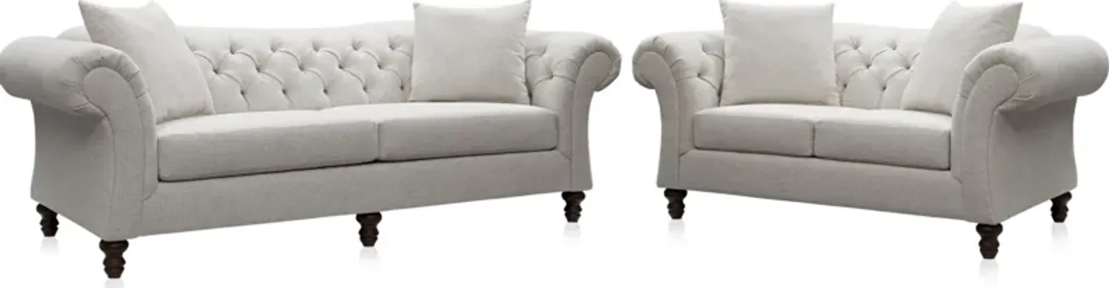 Leah Sofa and Loveseat Set - Sand