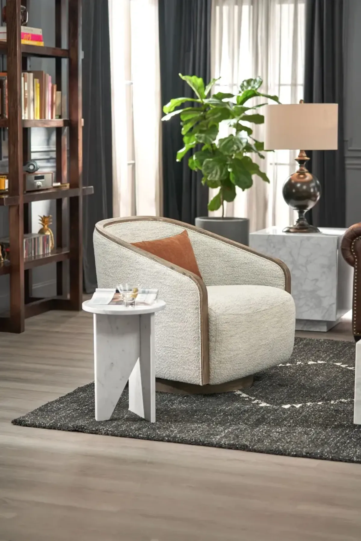 Pryer Swivel Accent Chair - Chalk