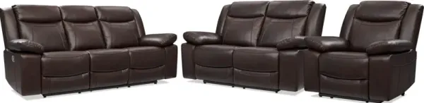 Duval Manual Reclining Sofa, Loveseat and Recliner Set - Brown