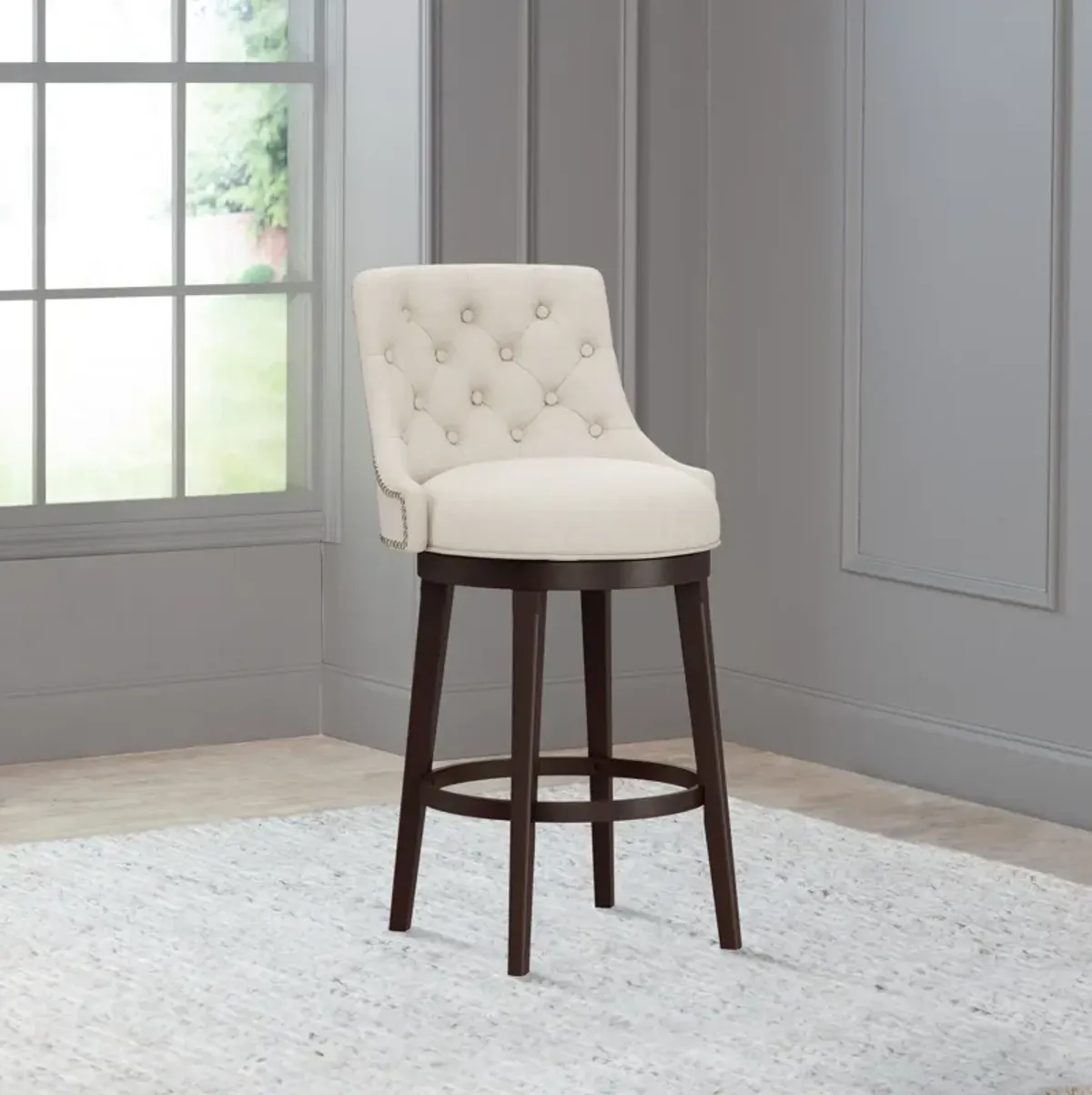 Rickton Swivel Bar Stool - Cream