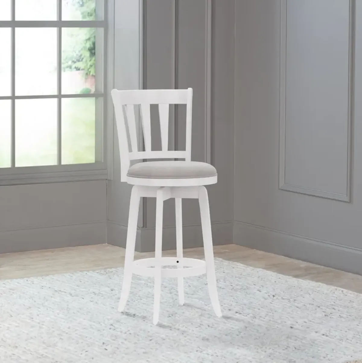 Berger Swivel Bar Stool - White