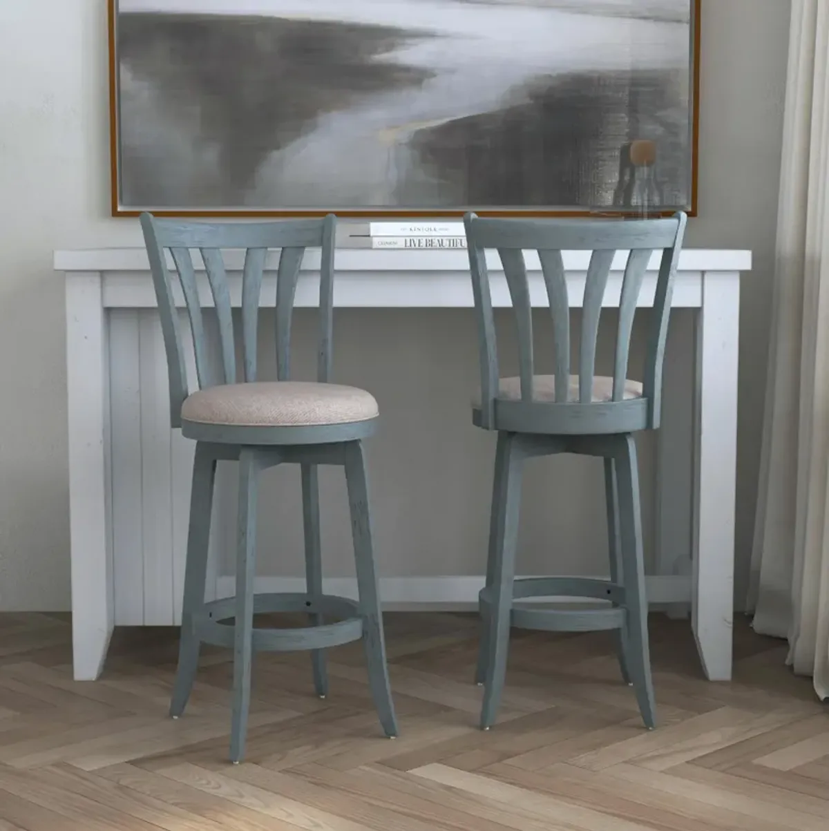 Roberta Swivel Bar Stool-  Blue