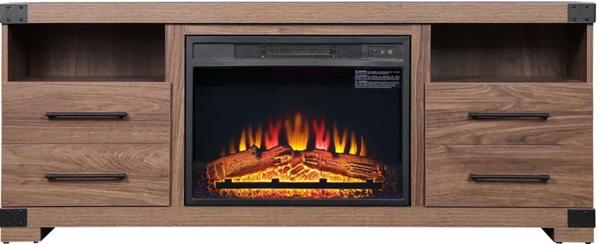 Sheryl TV Stand with Fireplace - Brown