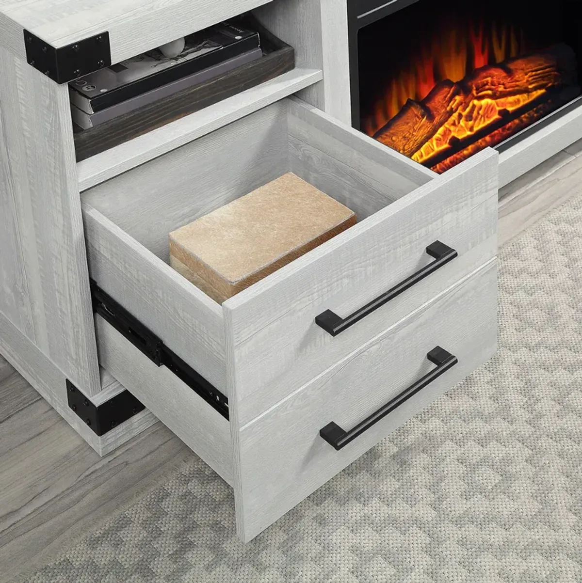 Sheryl TV Stand with Fireplace - Gray