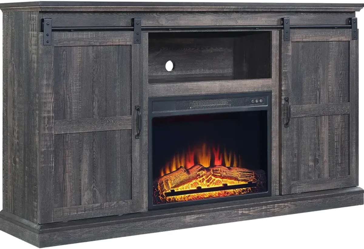 Janelle TV Stand with Fireplace - Brown