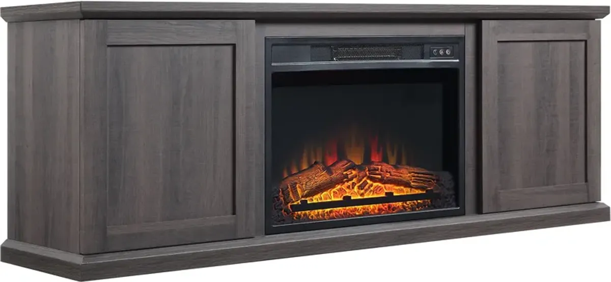 Quinta TV Stand with Fireplace - Brown