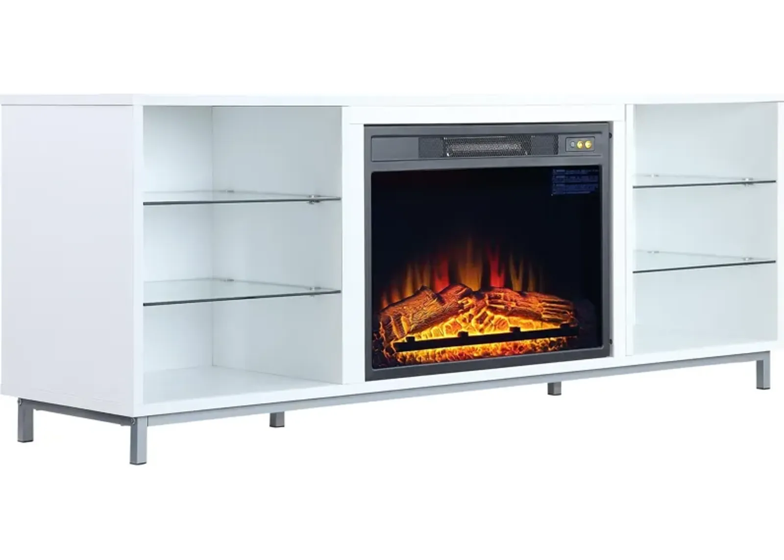 Mallorie TV Stand with Fireplace - White