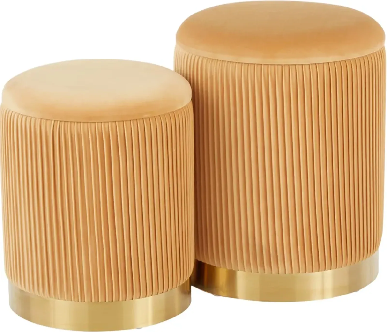 Mirage Set of 2 Nesting Ottomans - Gold/Yellow