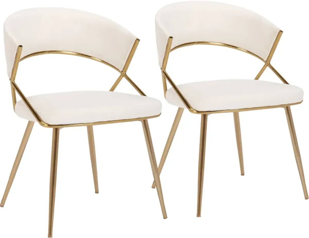 Cyntia 2-Piece Dining Chair Set - Cream/Gold