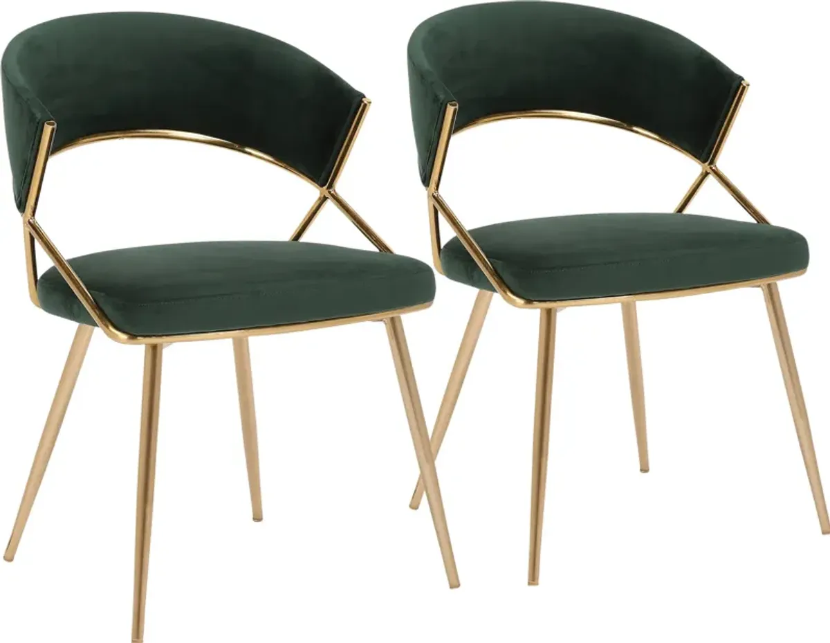 Cyntia 2-Piece Dining Chair Set - Green/Gold