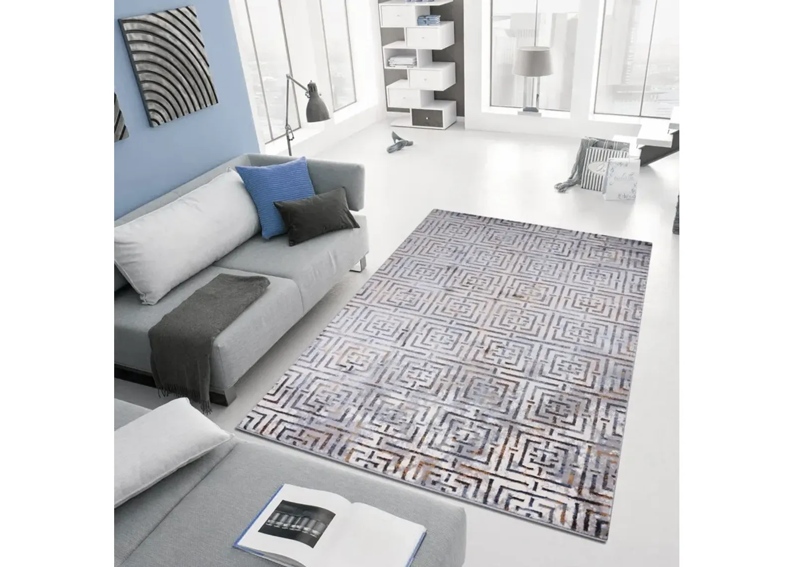 Davide 8' x 10 Area Rug - Blue/Gray