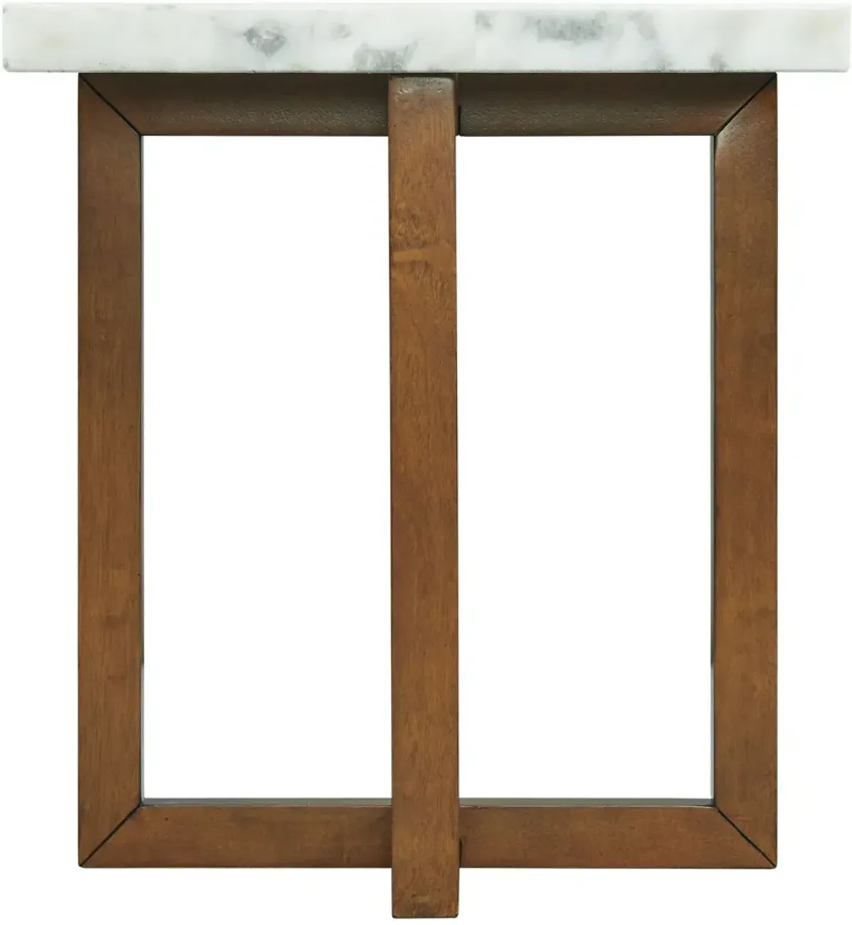 Elliana Marble Square End Table - White