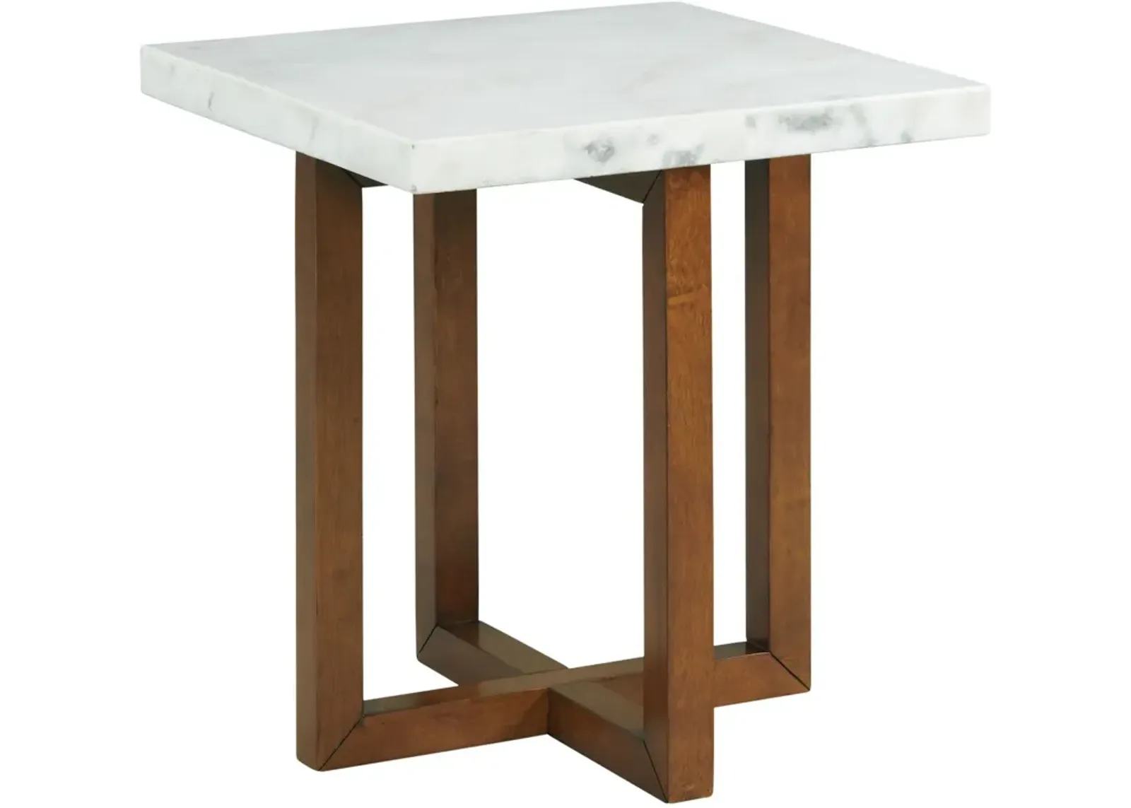 Elliana Marble Square End Table - White