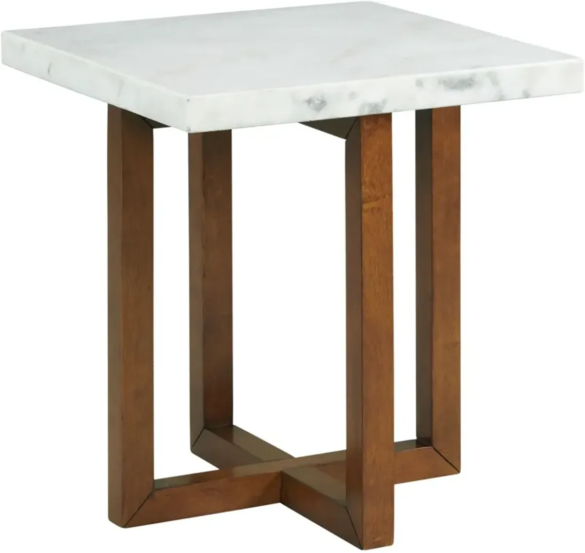 Elliana Marble Square End Table - White