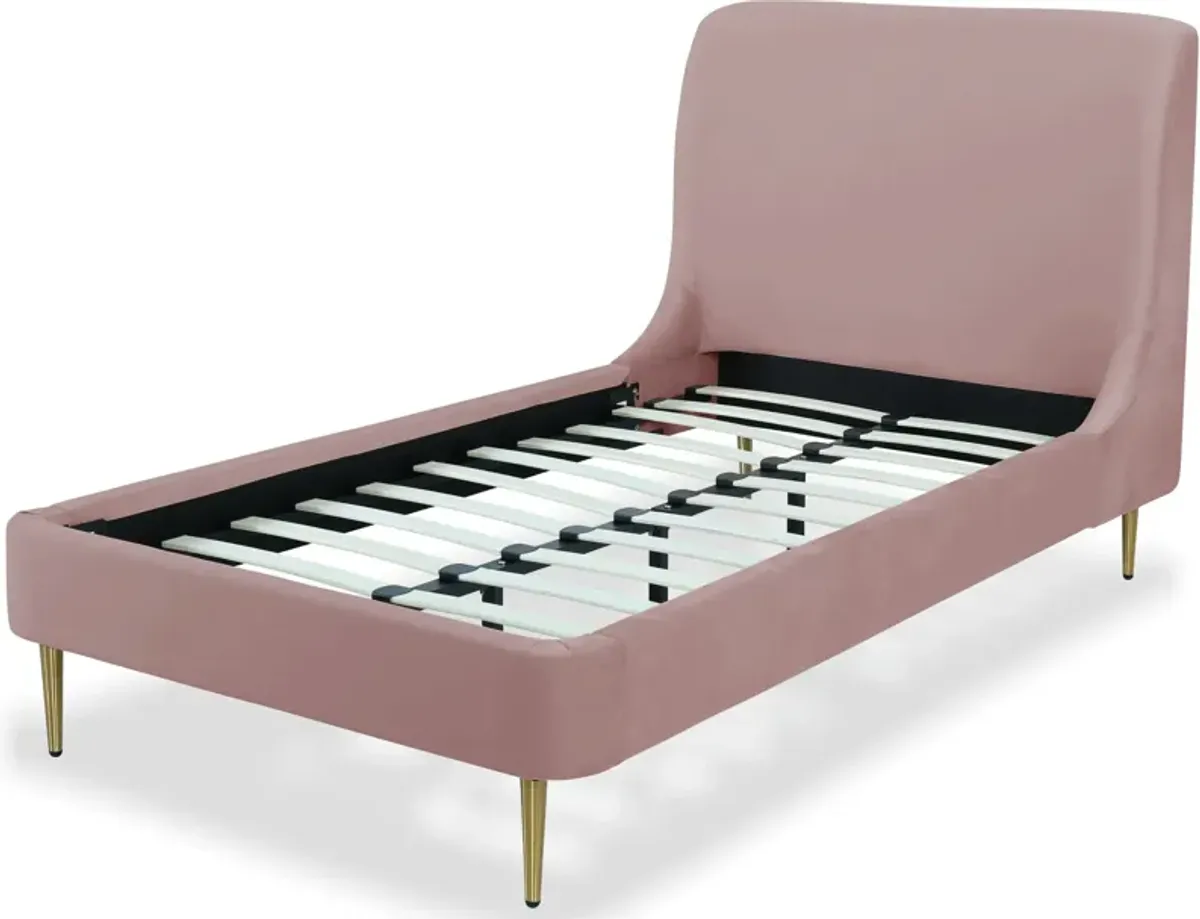 Hudgens Twin Upholstered Platform Bed - Blush