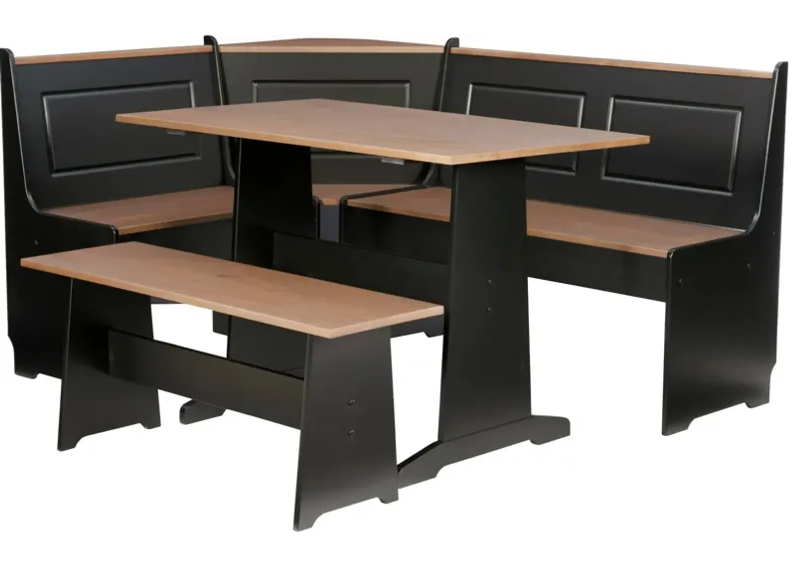 Pent Dining Table, Banquette and Bench - Black/Brown