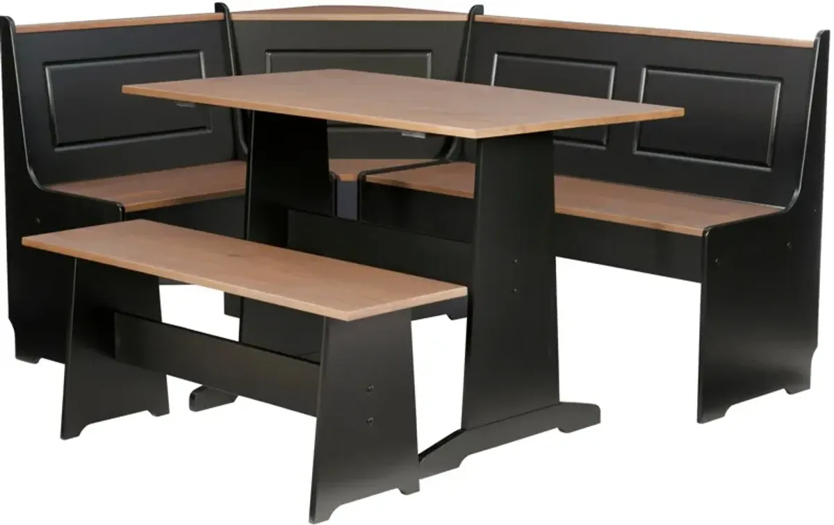 Pent Dining Table, Banquette and Bench - Black/Brown